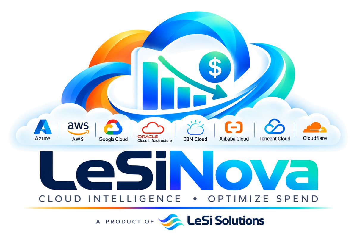 LeSiNova. Cloud intelligence, optimize spend. A product of LeSi Solutions.